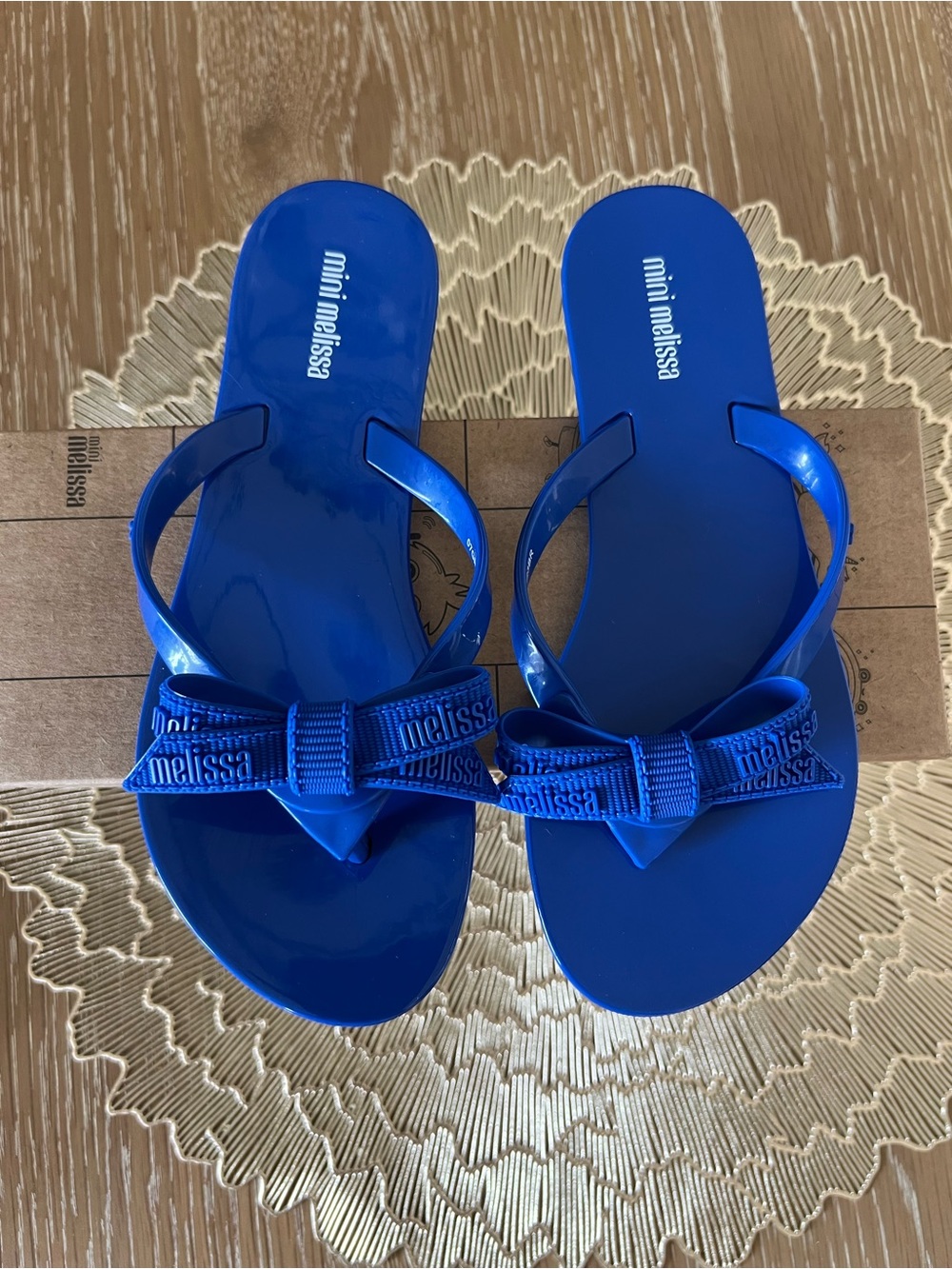 Mini Melissa Royal Blue Bow Thong Sandals